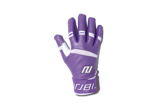 Long Cuff Batting Gloves - Purple/White