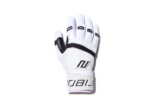 Long Cuff Batting Gloves - White/Black