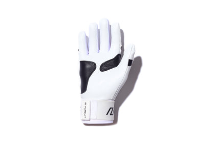 Long Cuff Batting Gloves - White/Black