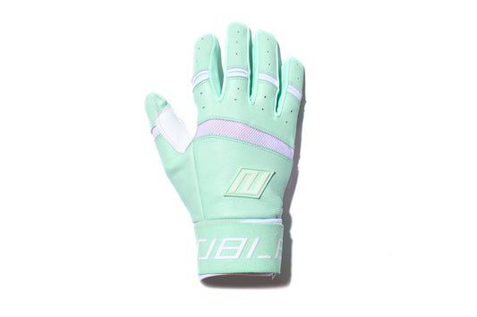 Long Cuff Batting Gloves - Mint/White