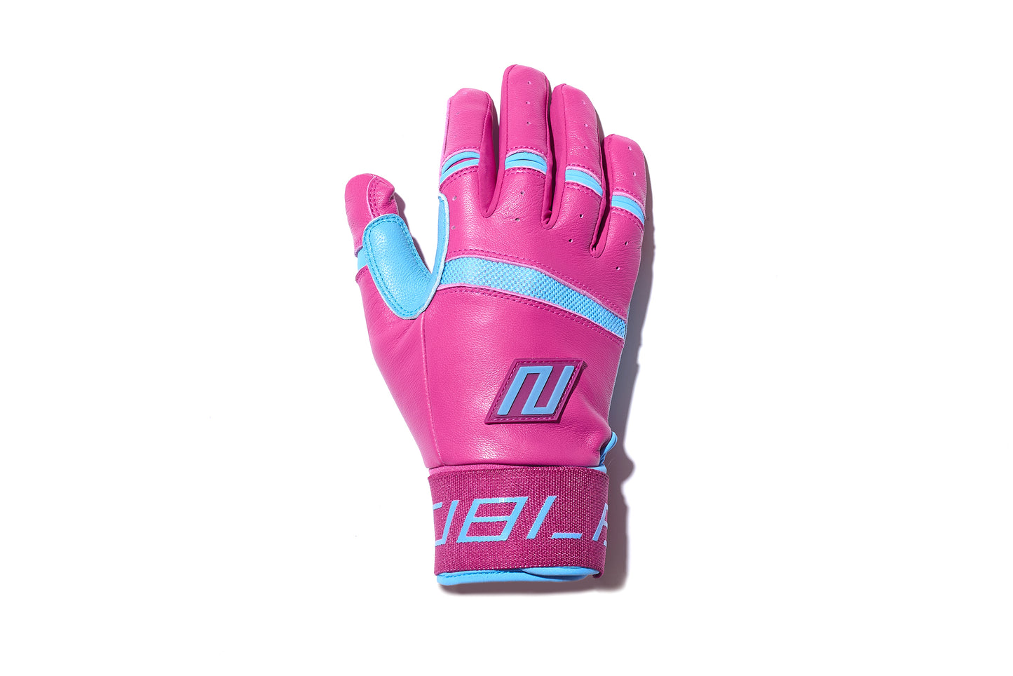 Long Cuff Batting Gloves - Hot Pink/Powder Blue