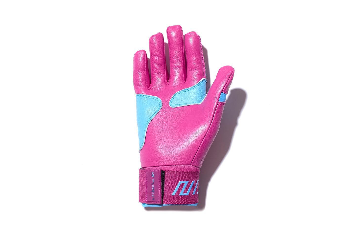 Long Cuff Batting Gloves - Hot Pink/Powder Blue