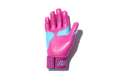 Long Cuff Batting Gloves - Hot Pink/Powder Blue