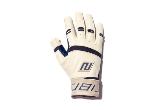 Long Cuff Batting Gloves - Cream/Navy